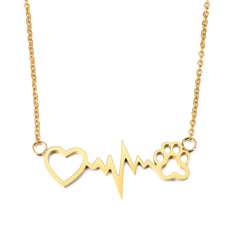 Wholesale Cat Claw Peach Heart Pendant Long Clavicle Gold Plated Necklaces